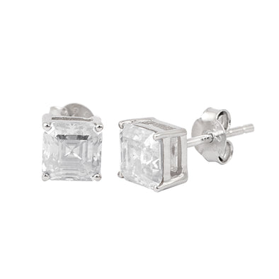 Princess Cut 7mm White Moissanite Stud Earring