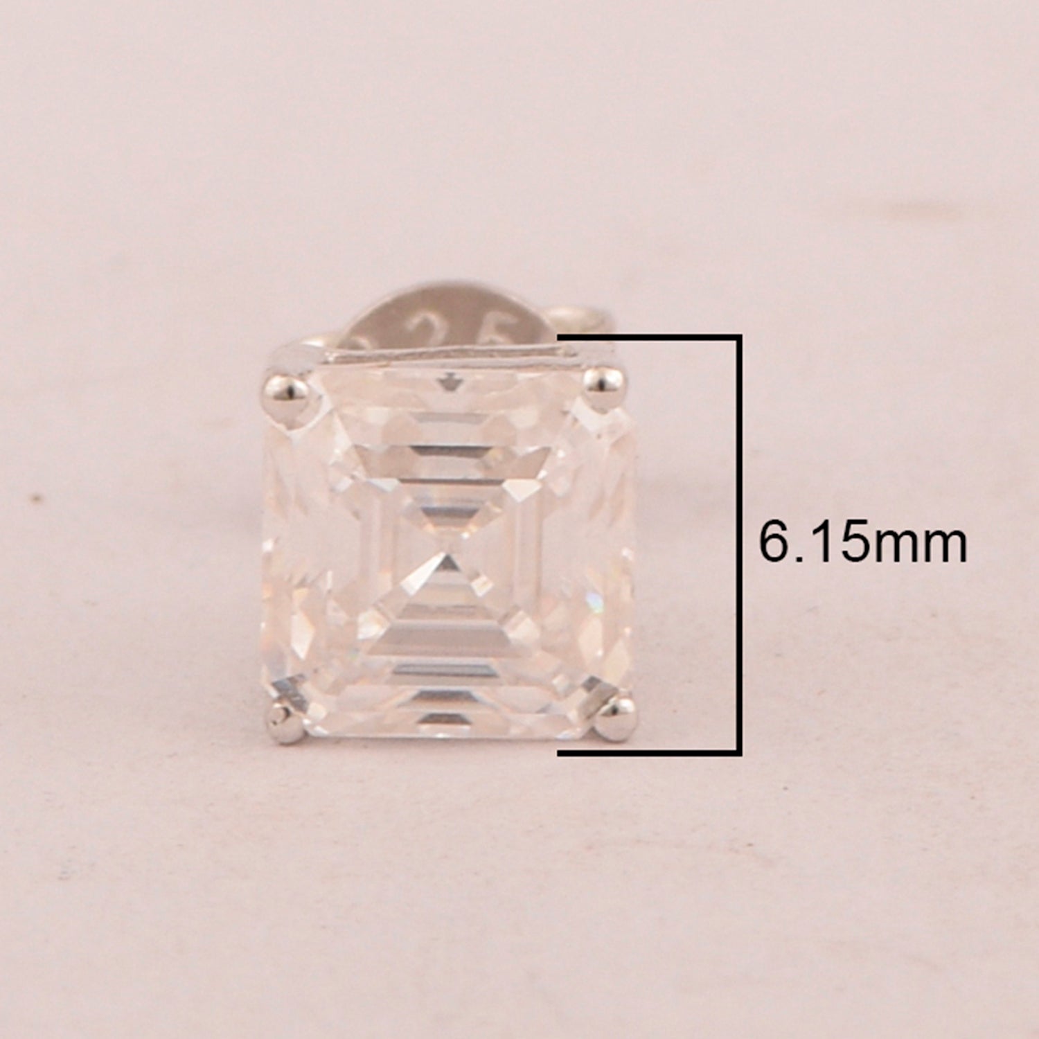 Princess Cut 7mm White Moissanite Stud Earring