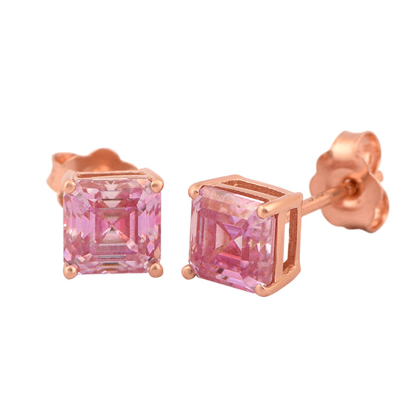 Princess Cut 7mm Pink Moissanite Stud Earring