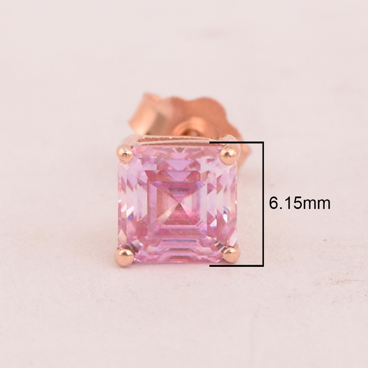 Princess Cut 7mm Pink Moissanite Stud Earring