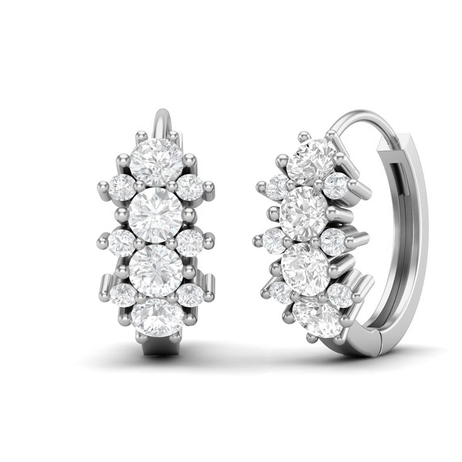 Double Row Moissanite Huggie Hoop Earrings – Sterling Silver
