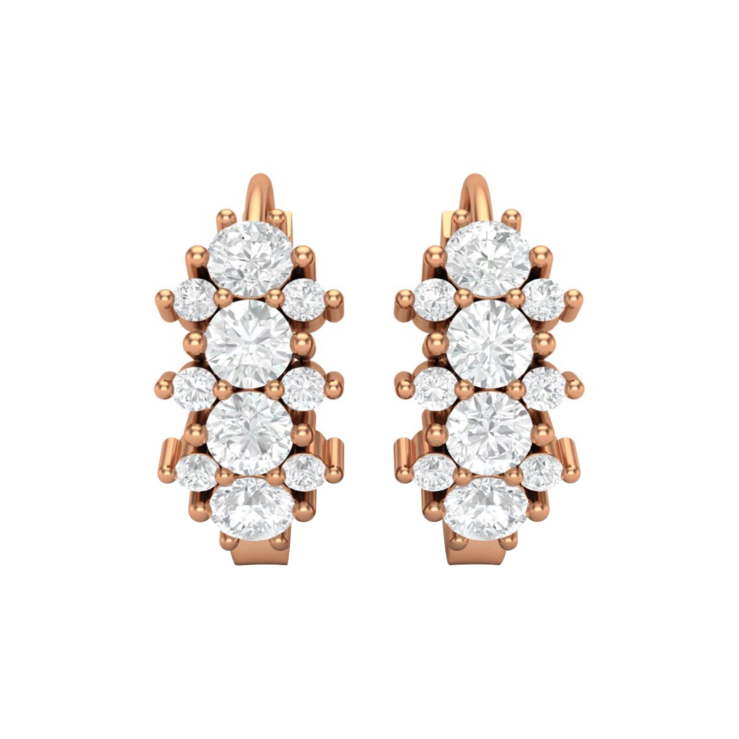 Double Row Moissanite Huggie Hoop Earrings – Sterling Silver