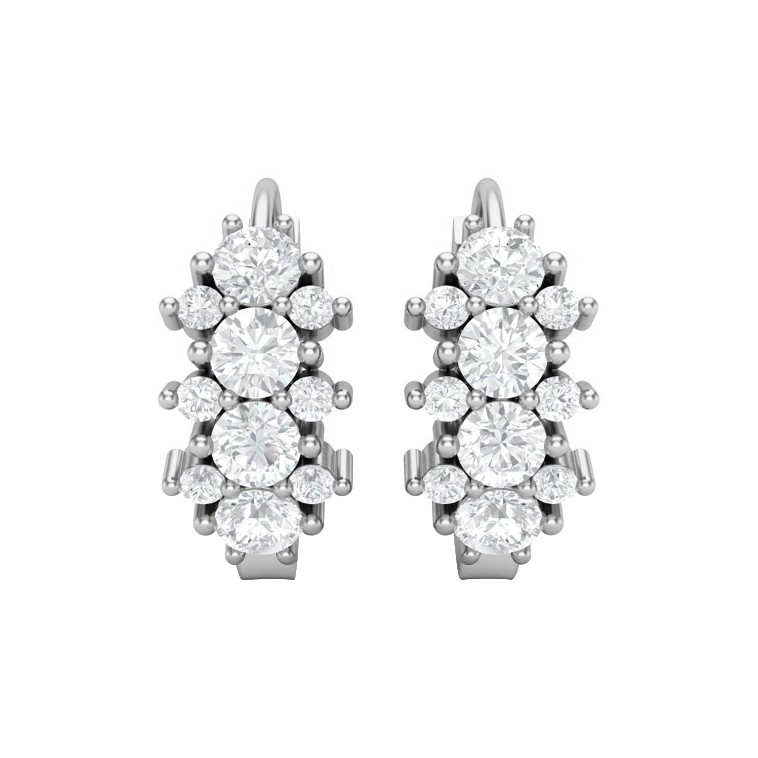 Double Row Moissanite Huggie Hoop Earrings – Sterling Silver