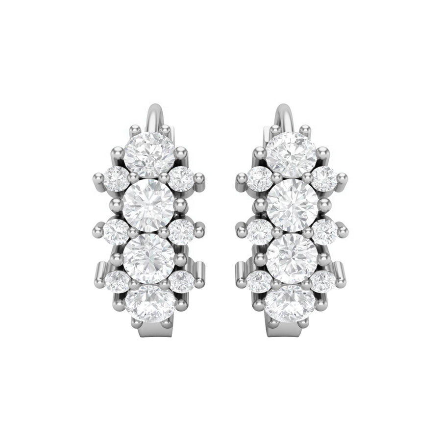 Double Row Moissanite Huggie Hoop Earrings – Sterling Silver