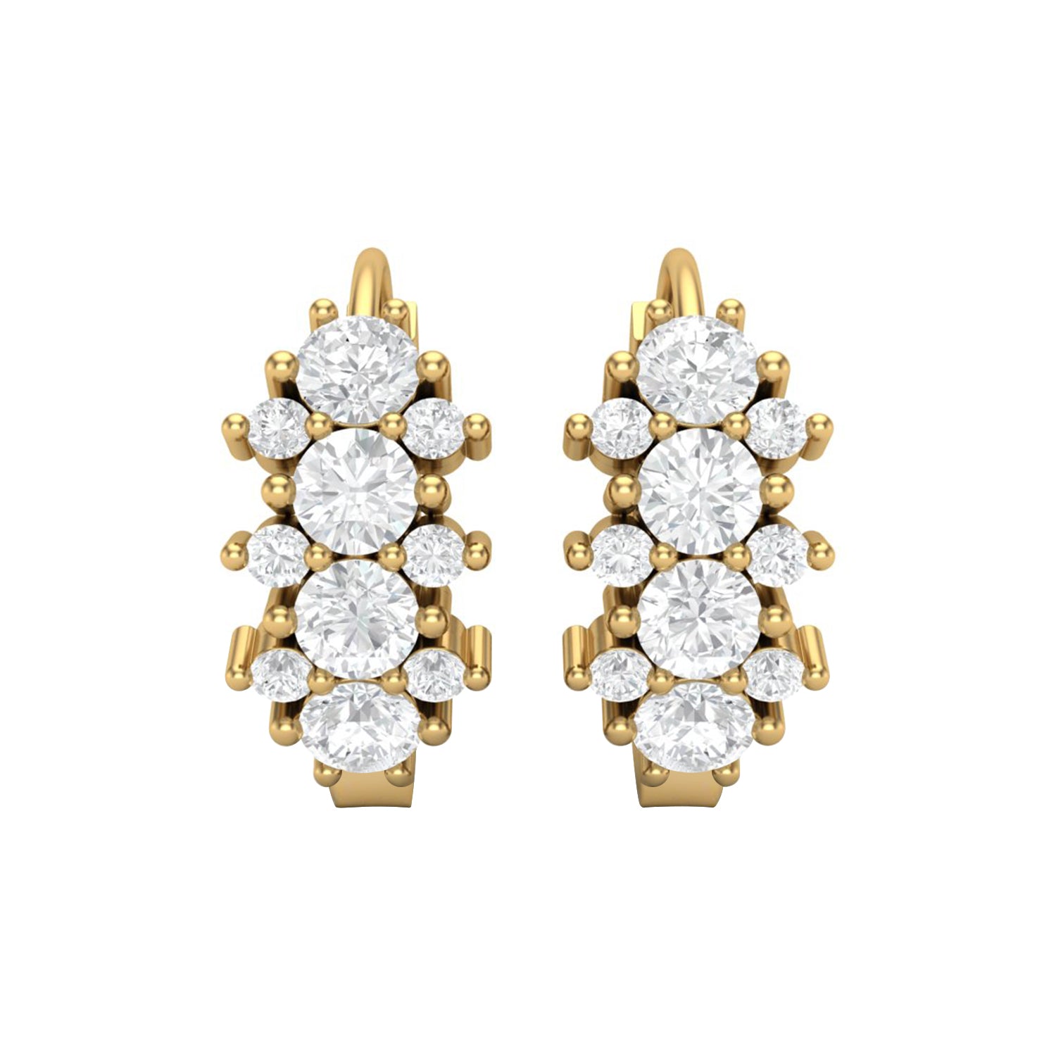 Double Row Moissanite Huggie Hoop Earrings – Sterling Silver