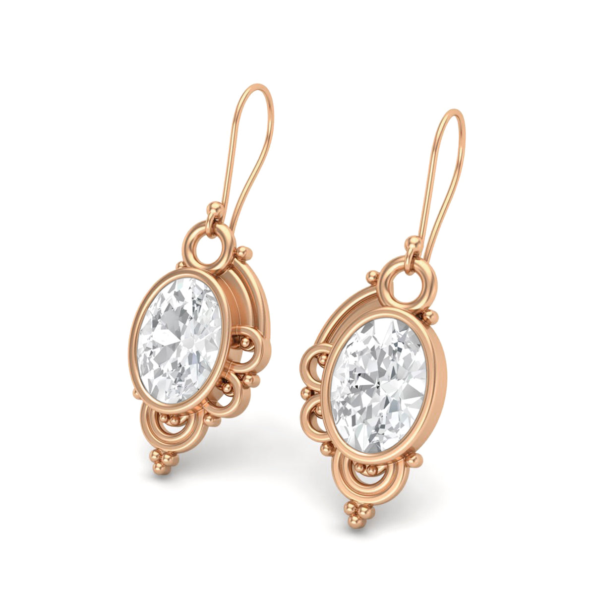 Moissanite Vintage Scrollwork Drop Earrings – Sterling Silver
