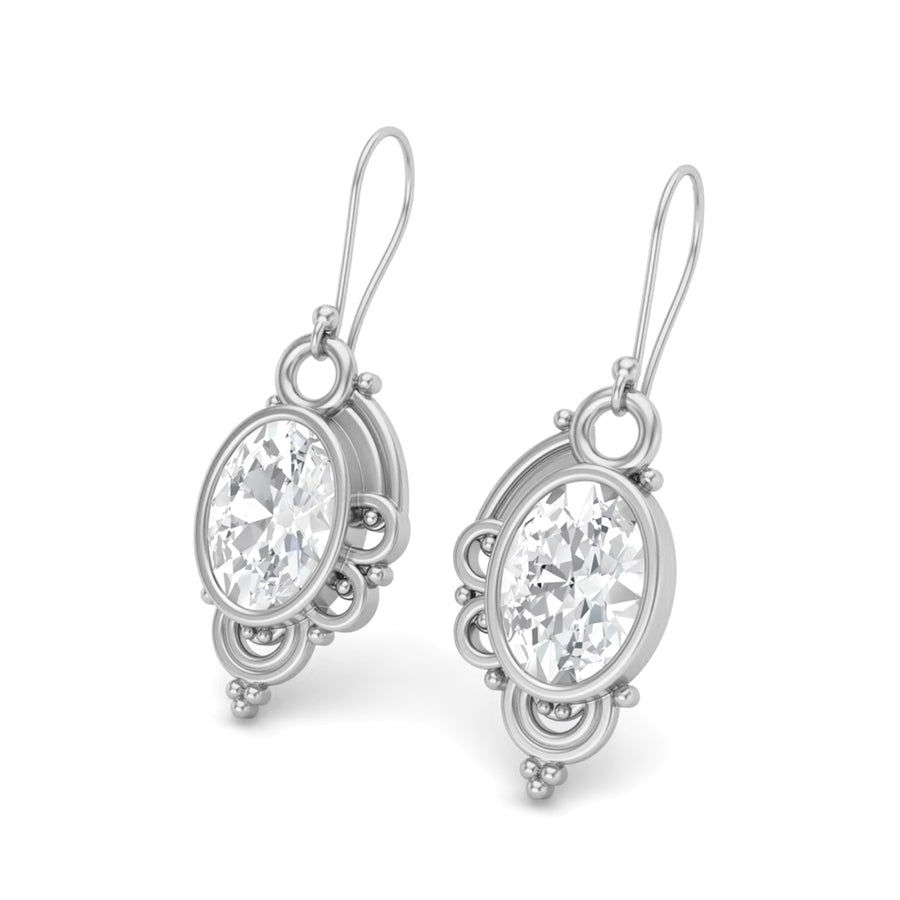 Moissanite Vintage Scrollwork Drop Earrings – Sterling Silver
