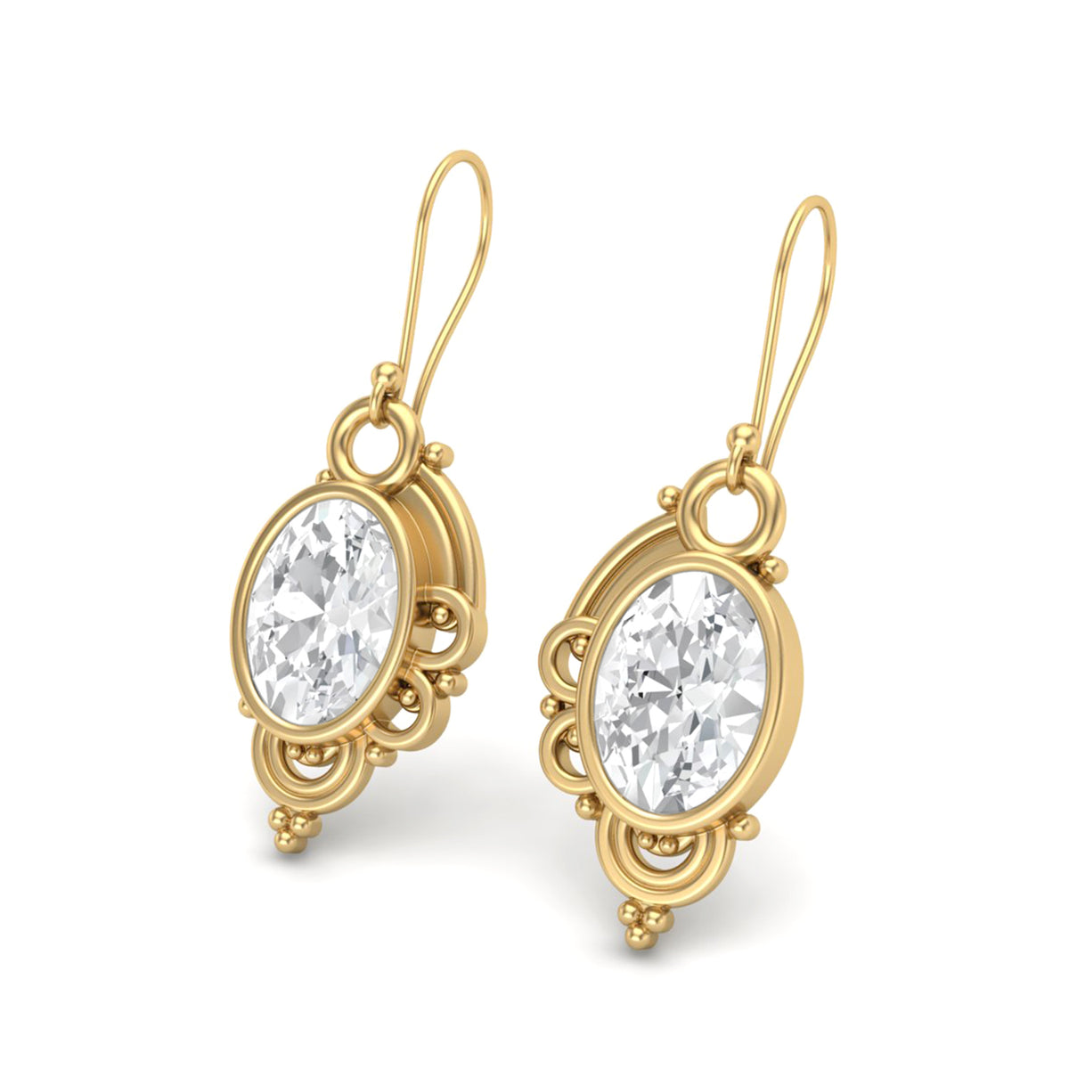 Moissanite Vintage Scrollwork Drop Earrings – Sterling Silver