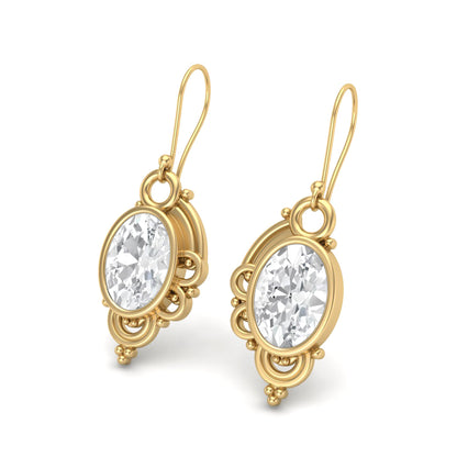 Moissanite Vintage Scrollwork Drop Earrings – Sterling Silver