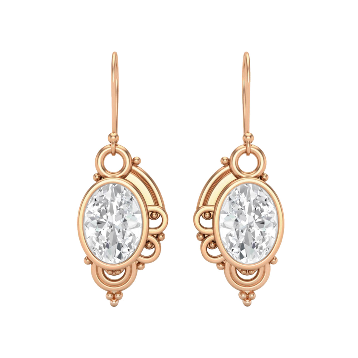 Moissanite Vintage Scrollwork Drop Earrings – Sterling Silver