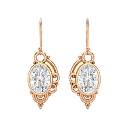 Moissanite Vintage Scrollwork Drop Earrings – Sterling Silver