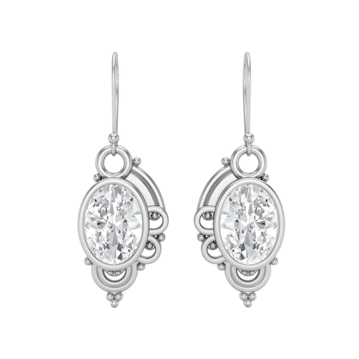 Moissanite Vintage Scrollwork Drop Earrings – Sterling Silver