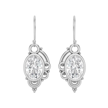 Moissanite Vintage Scrollwork Drop Earrings – Sterling Silver