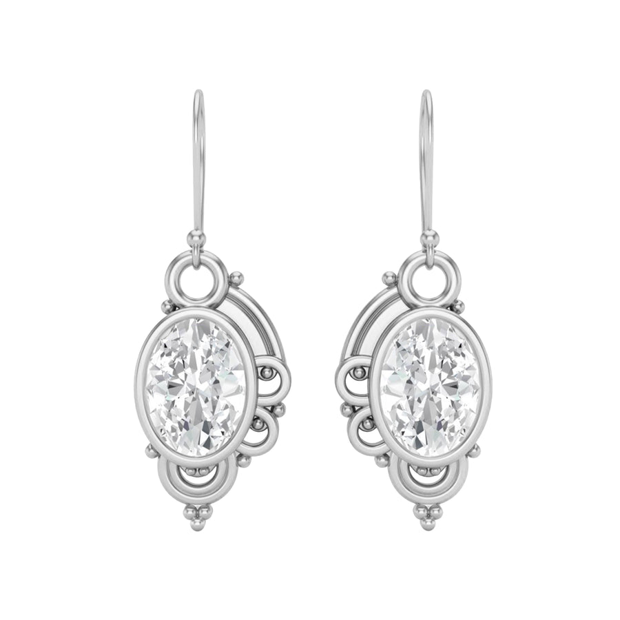 Moissanite Vintage Scrollwork Drop Earrings – Sterling Silver