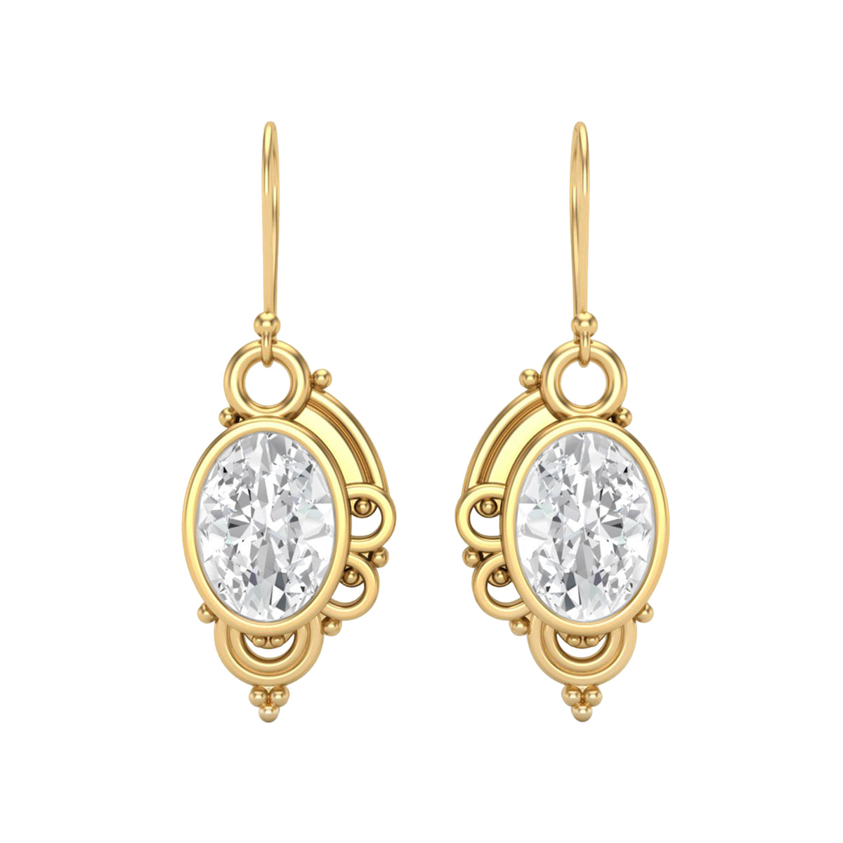 Moissanite Vintage Scrollwork Drop Earrings – Sterling Silver