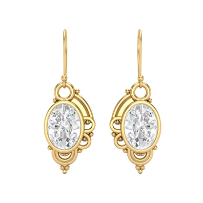 Moissanite Vintage Scrollwork Drop Earrings – Sterling Silver