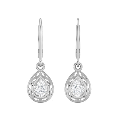 7x5MM Pear Moissanite 925 Sterling Silver Filigree Dangle Earrings For Women