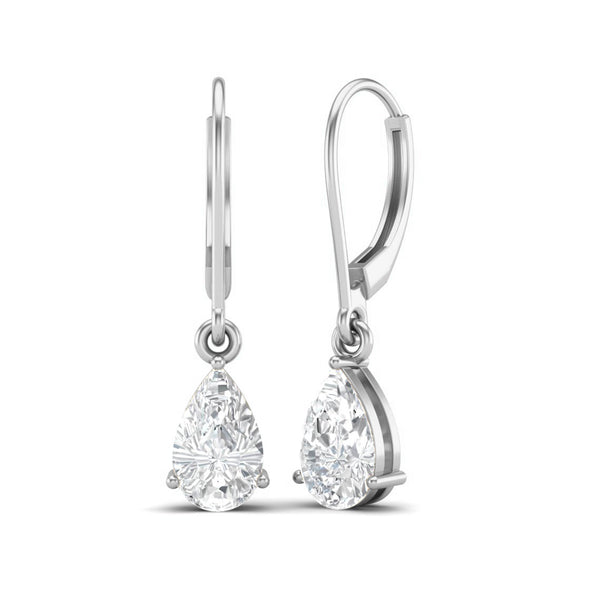 7x5 MM Pear Shape Moissanite 925 Sterling Silver Tear Drop Dangle Women Earrings