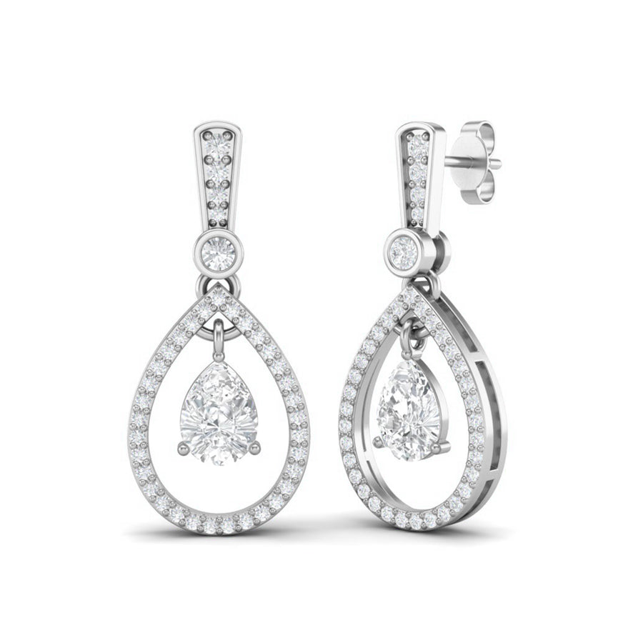 Moissanite Halo Drop Dangle Earrings – Sterling Silver