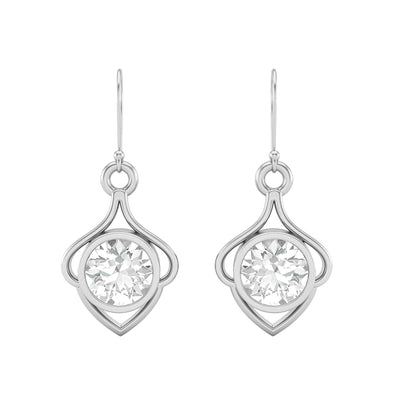 6MM Round Shape Moissanite 925 Sterling Silver Wire Dainty Earrings For Women