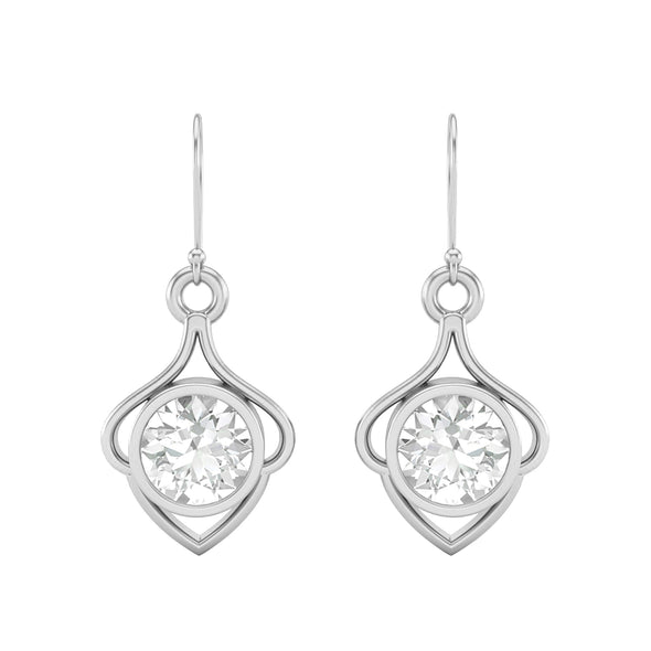 6MM Round Shape Moissanite 925 Sterling Silver Wire Dainty Earrings For Women