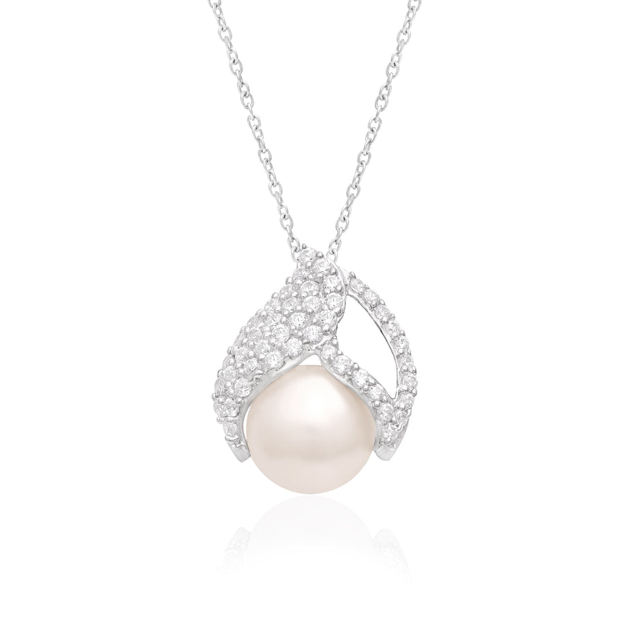 Pearl Leaf Necklace – Sterling Silver