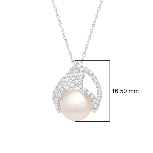 4.00 Ct Round Shape Pearl 925 Sterling Silver Cluster Women Wedding Necklace