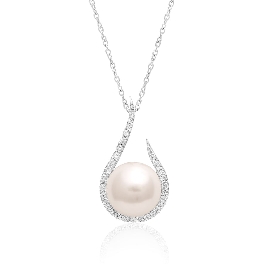 Pearl Flame-Inspired Necklace – Sterling Silver