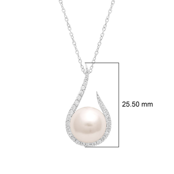 3.95 Ctw Round Pearl 925 Sterling Silver Solitaire Swirl Design Wedding Necklace