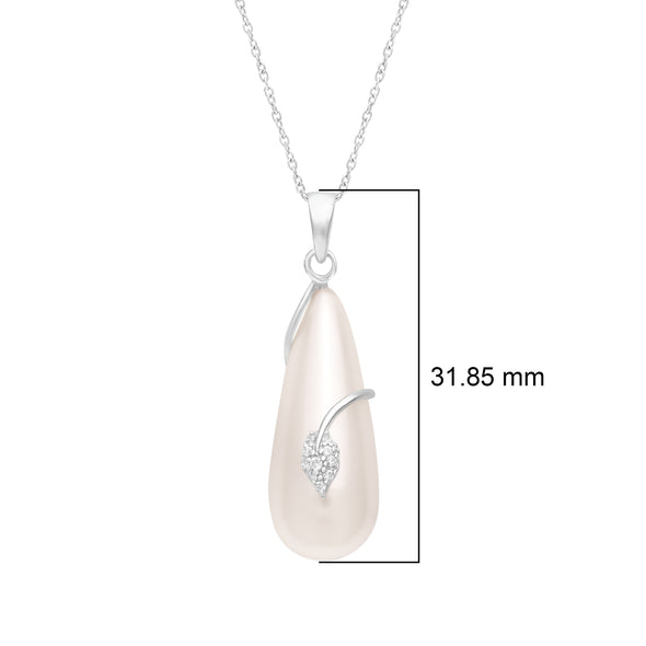 0.92Ct Fancy Shape Freshwater Pearl 925 Sterling Silver Tear Drop Women Necklace