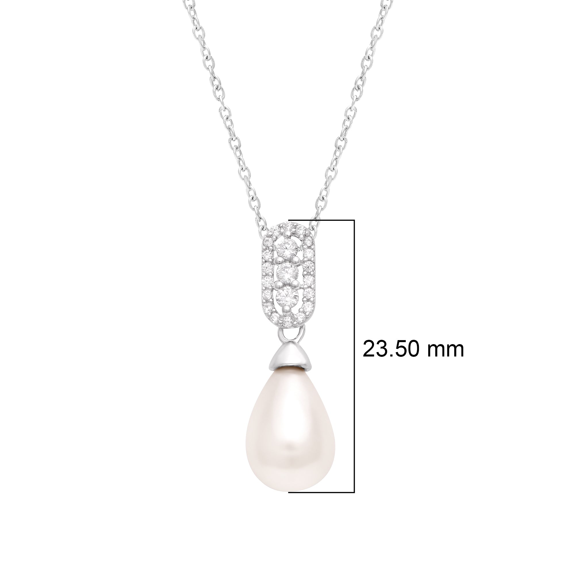 Pearl Drop Elegant Bail Necklace – Sterling Silver