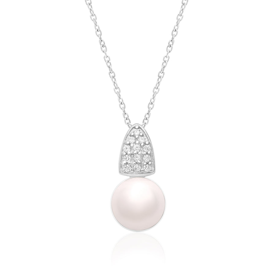 Pearl Geometric Triangle Bail Necklace – Sterling Silver