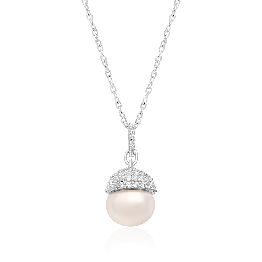 Pearl Dome Cap Necklace – Sterling Silver