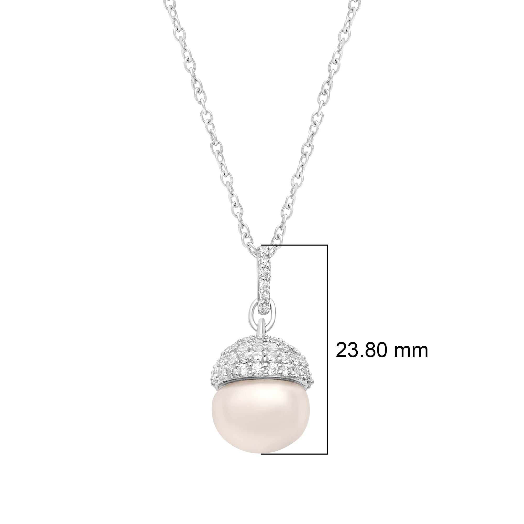 Pearl Dome Cap Necklace – Sterling Silver
