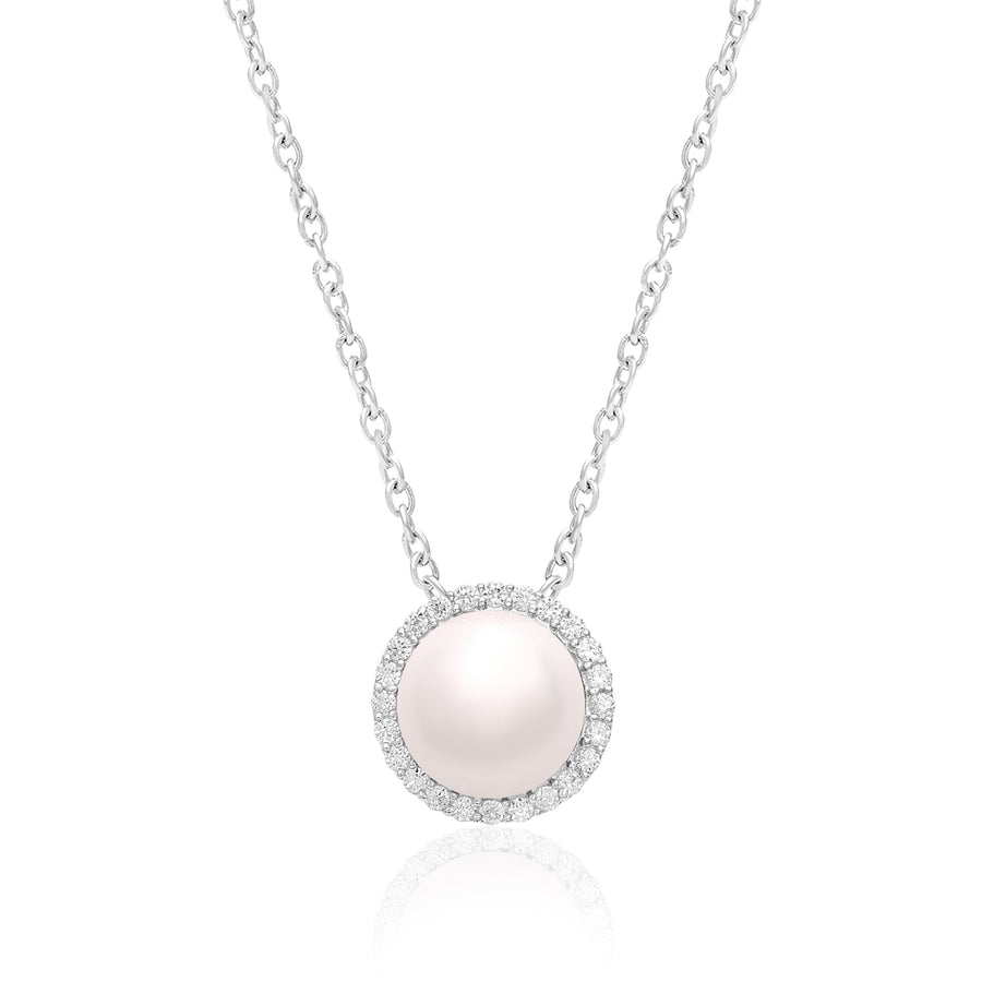 Pearl Halo Necklace – Sterling Silver