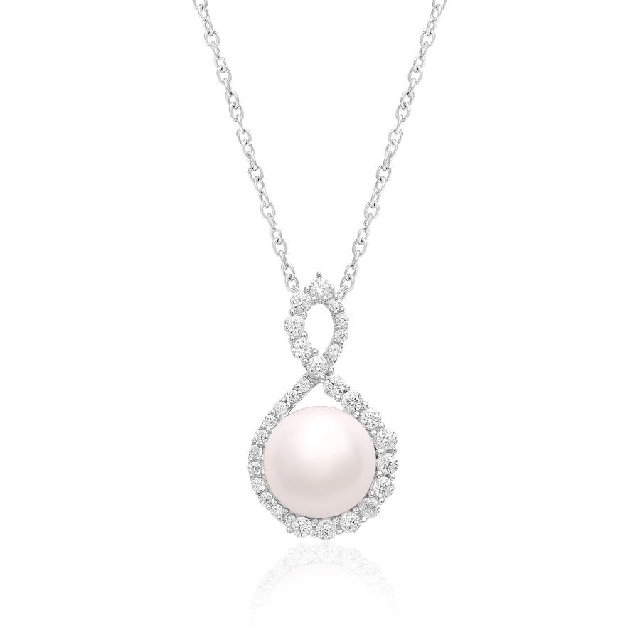 Pearl Infinity Twist Necklace – Sterling Silver
