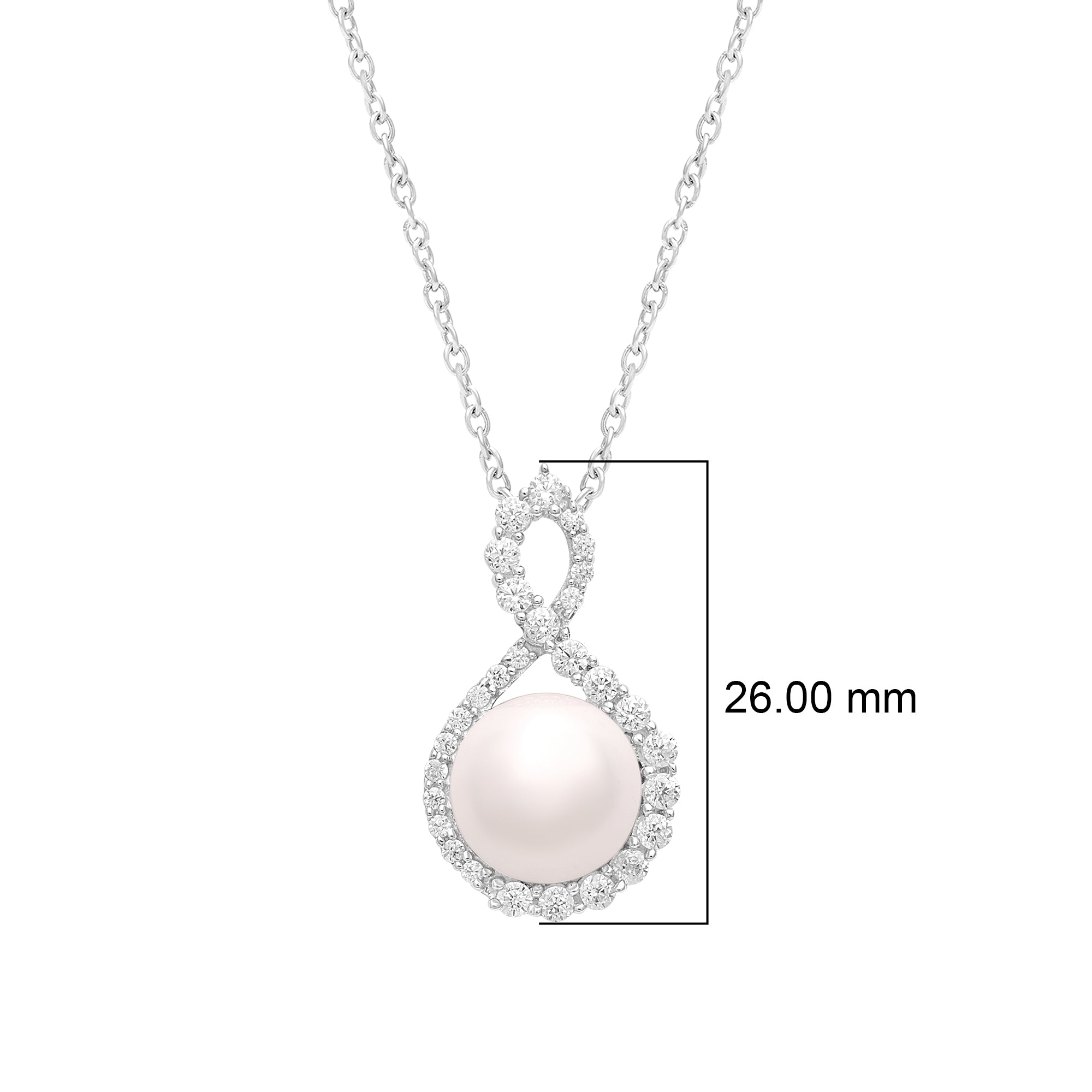 Pearl Infinity Twist Necklace – Sterling Silver