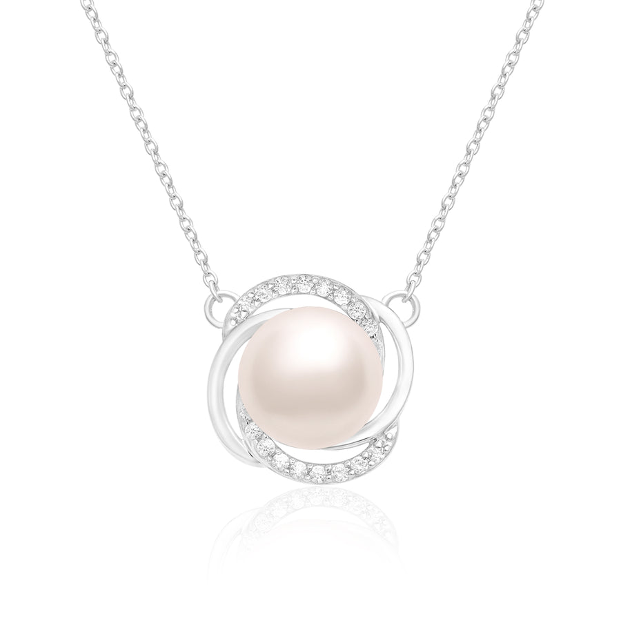 Pearl Infinity Swirl Necklace – Sterling Silver