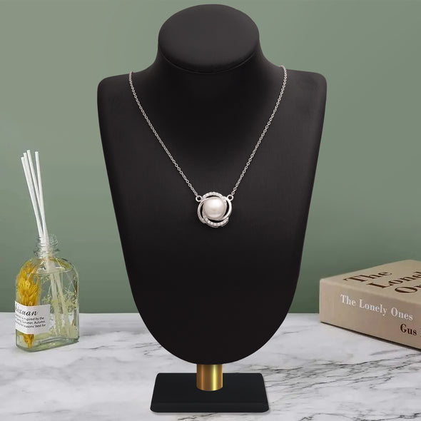 3.95 Ctw Round Pearl 925 Sterling Silver Love Knot Swirl Elegant Design Necklace