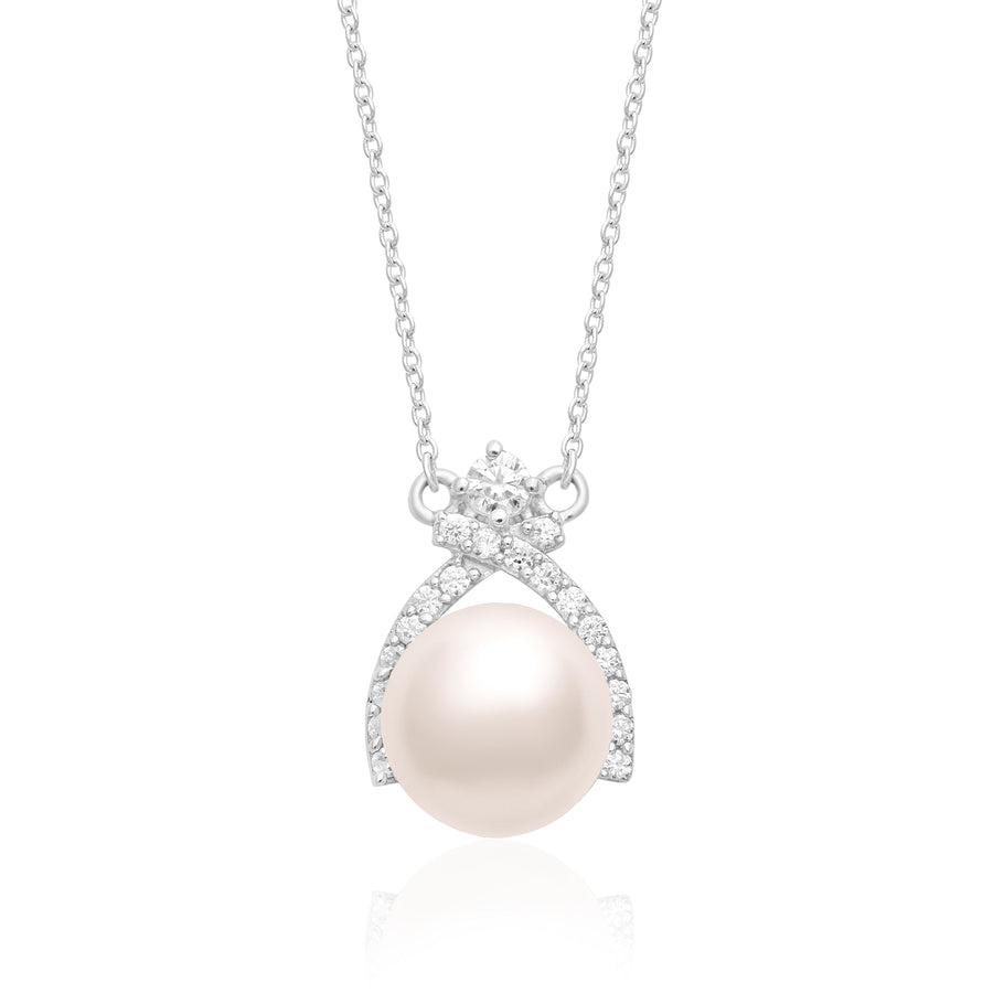Pearl Classic Ribbon Necklace – Sterling Silver