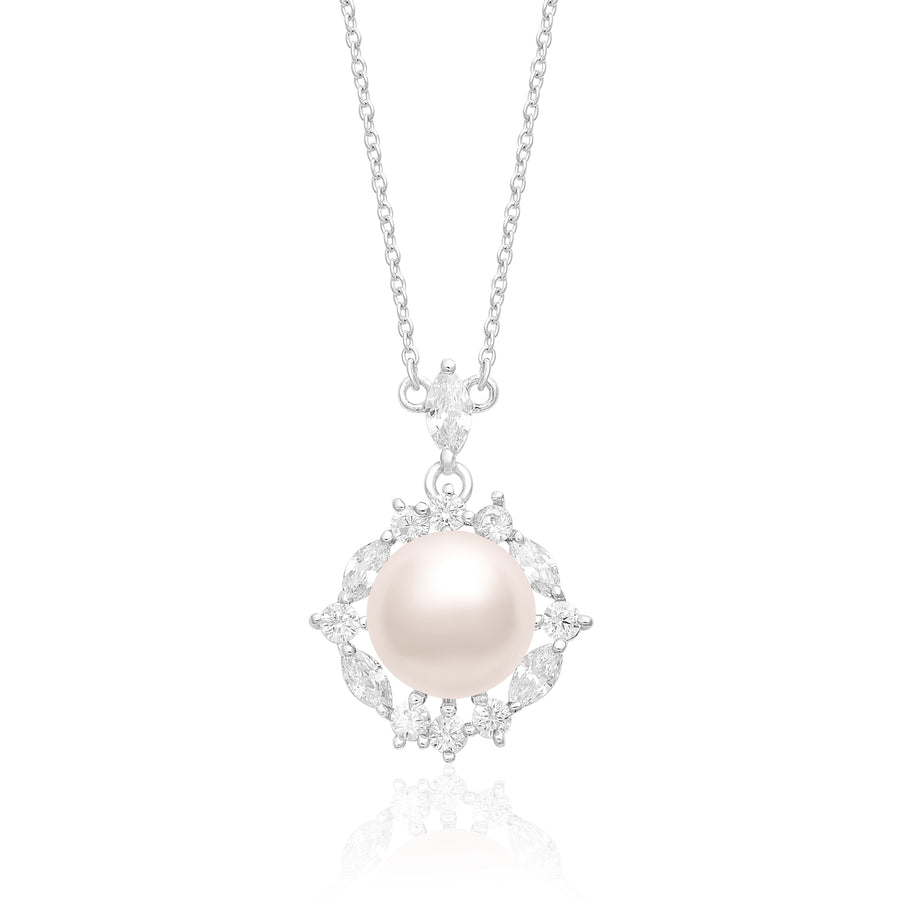 Pearl Halo Necklace – Sterling Silver