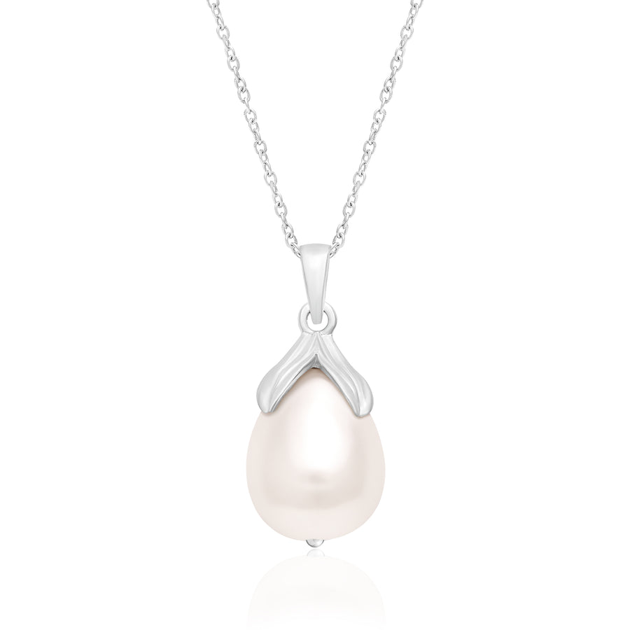 Pearl Tulip Drop Necklace – Sterling Silver