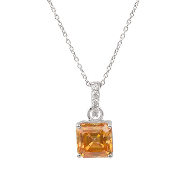 Princess Cut 7mm Champagne Moissanite Solitaire Pendant Necklace