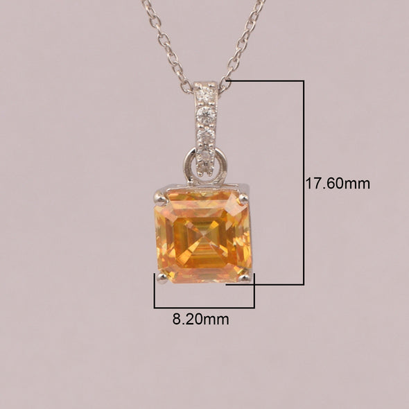 Princess Cut 7mm Champagne Moissanite Solitaire Pendant Necklace