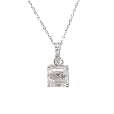 Princess Cut 7mm White Moissanite Solitaire Pendant Necklace