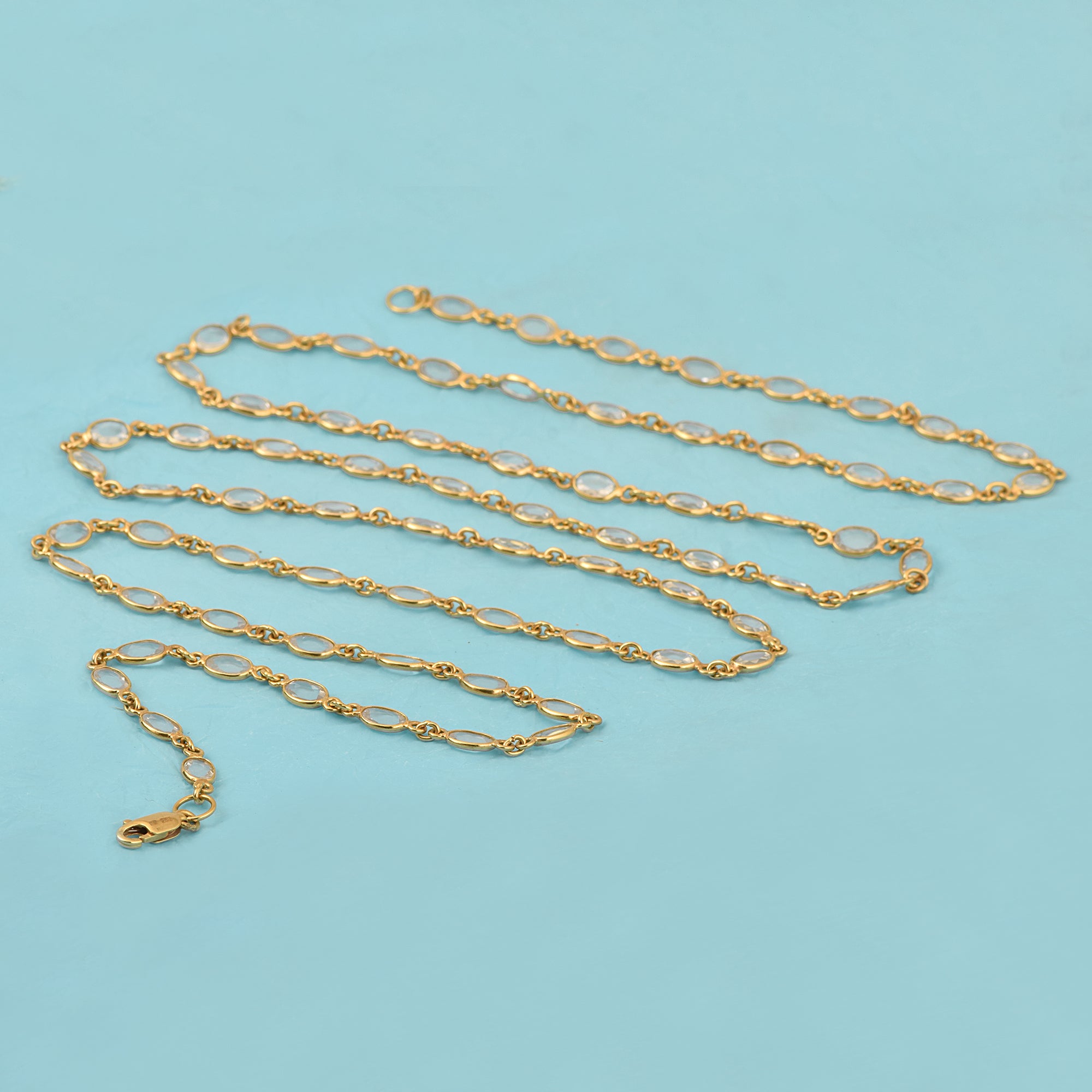Finest White CZ Tennis Necklace 18-24-36 Inches in 14K Yellow Gold Over Sterling Silver - Kimaya INC