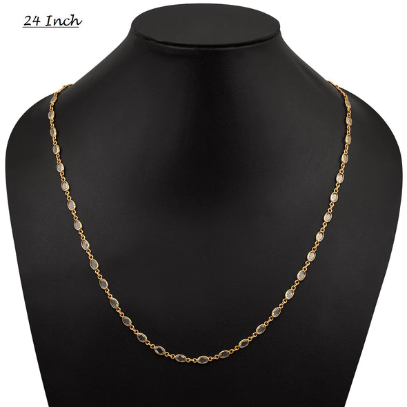 Finest White CZ Tennis Necklace 18-24-36 Inches in 14K Yellow Gold Over Sterling Silver - Kimaya INC