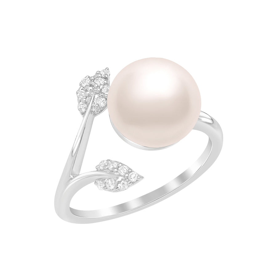 Pearl Floral Leaf Ring – Sterling Silver