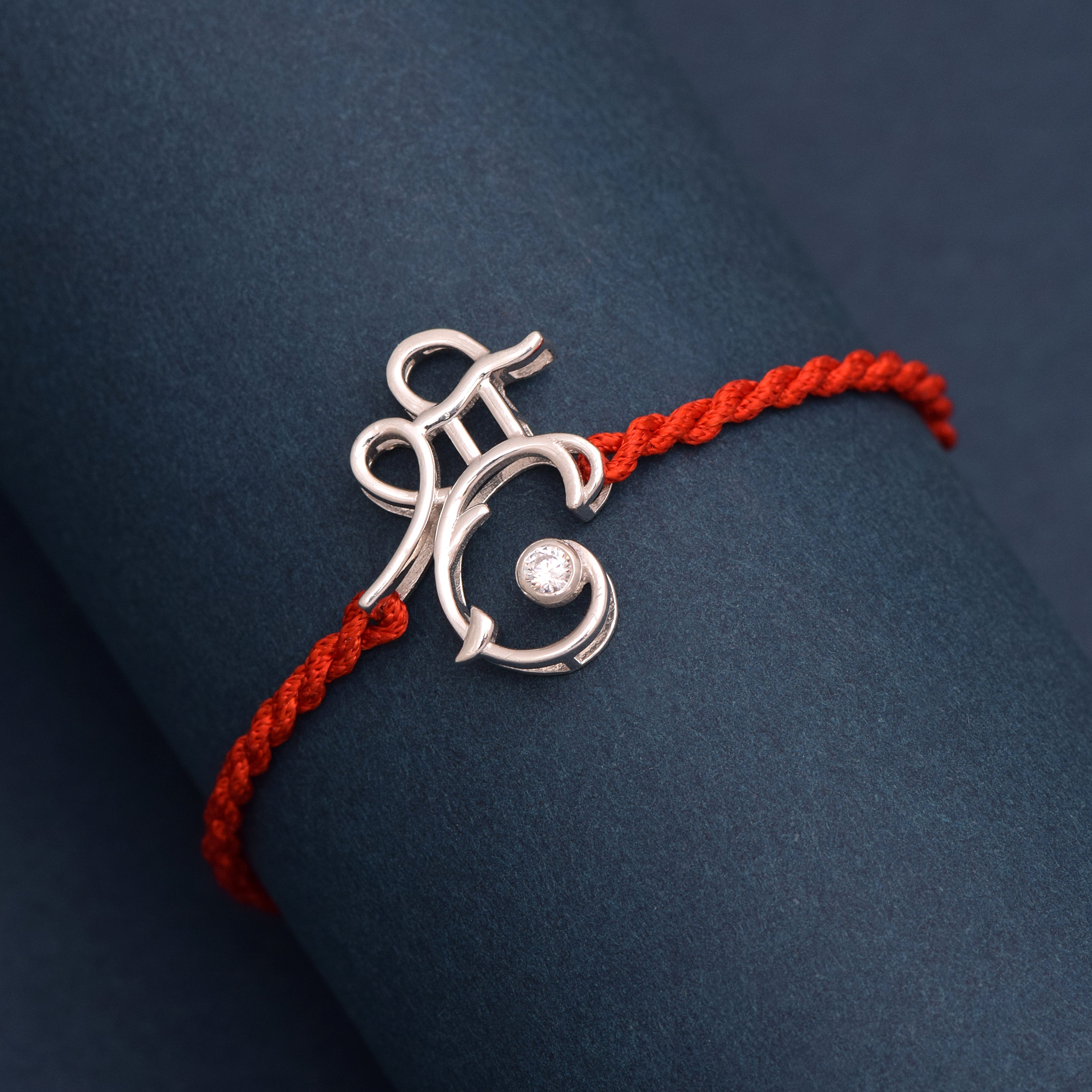 “Shree” CZ Accent Rakhi Bracelet - Sterling Silver