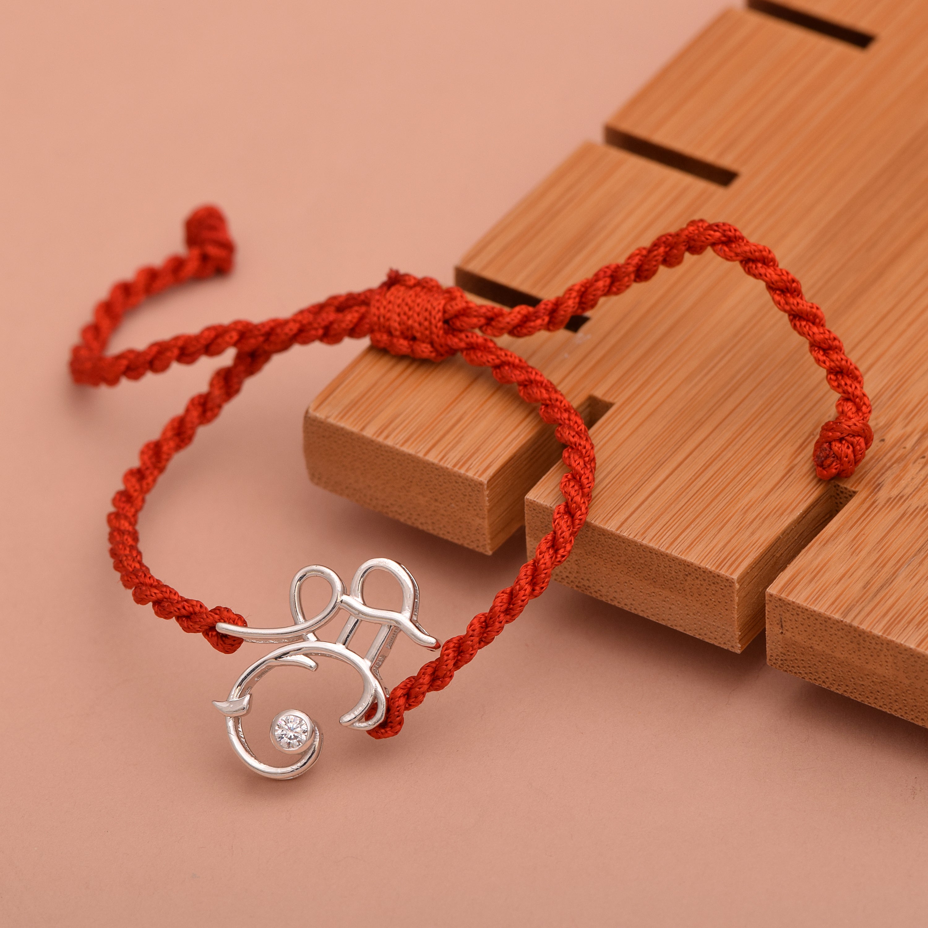 “Shree” CZ Accent Rakhi Bracelet - Sterling Silver